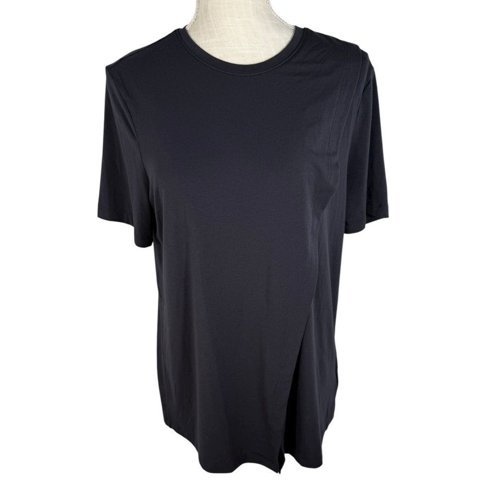 Athleta Black Maternity Essence Asymmetrical Short Sleeve Tee